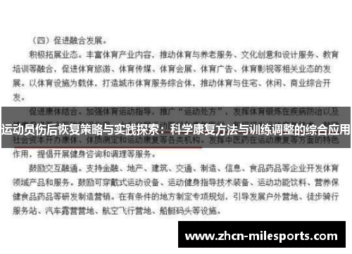 运动员伤后恢复策略与实践探索：科学康复方法与训练调整的综合应用